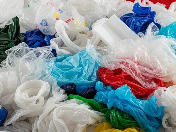 Loose PP film waste before washing and recycling process